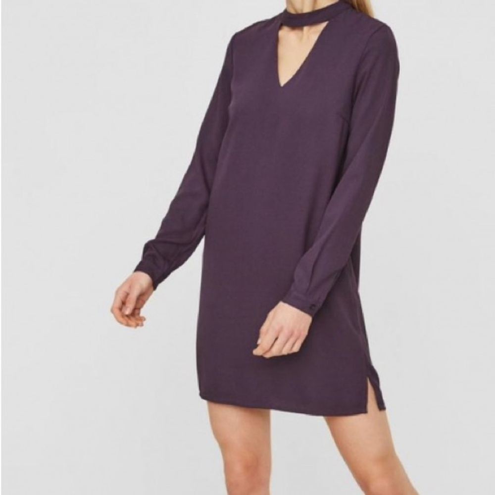 NWT Vero Moda Chiara LS Choker Dress Nightshade